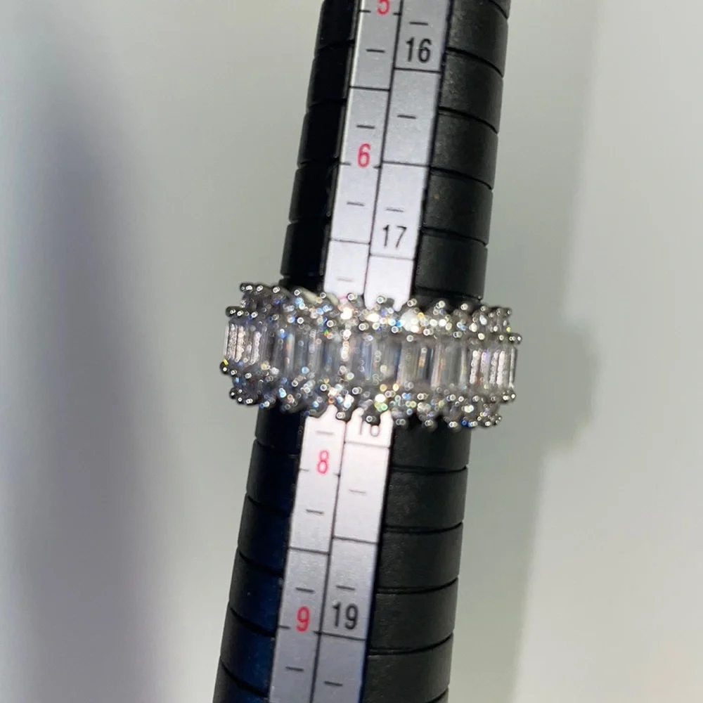 💎925  STERLING LUXURY DIAMOND SILVER  RING - Picture 5 of 8